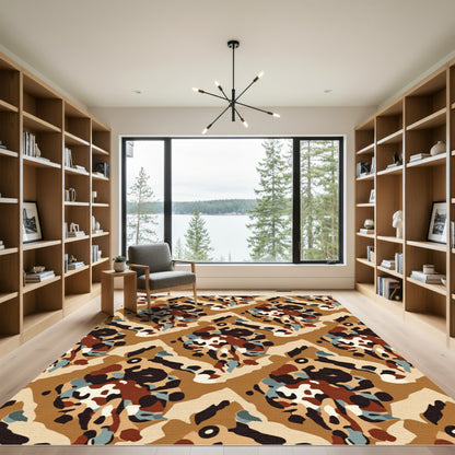 Brown Camouflage Abstract Forms Rug