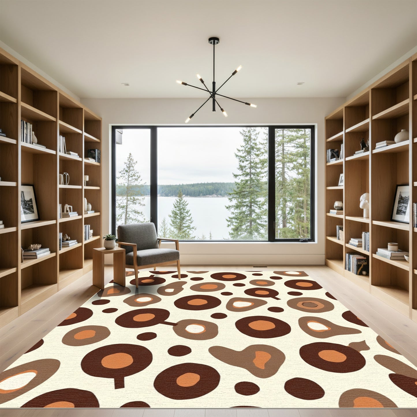 Abstract Organic Circles Brown Beige Rug