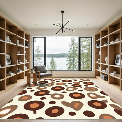 Abstract Organic Circles Brown Beige Rug