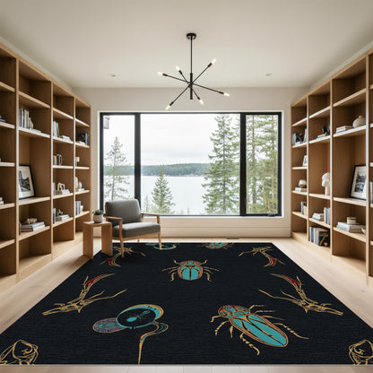 Golden Turquoise Scarab Antler Assemblage Rug