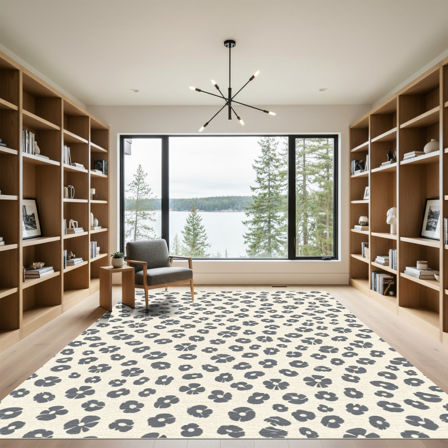 Gray Blossom Scatter Rug