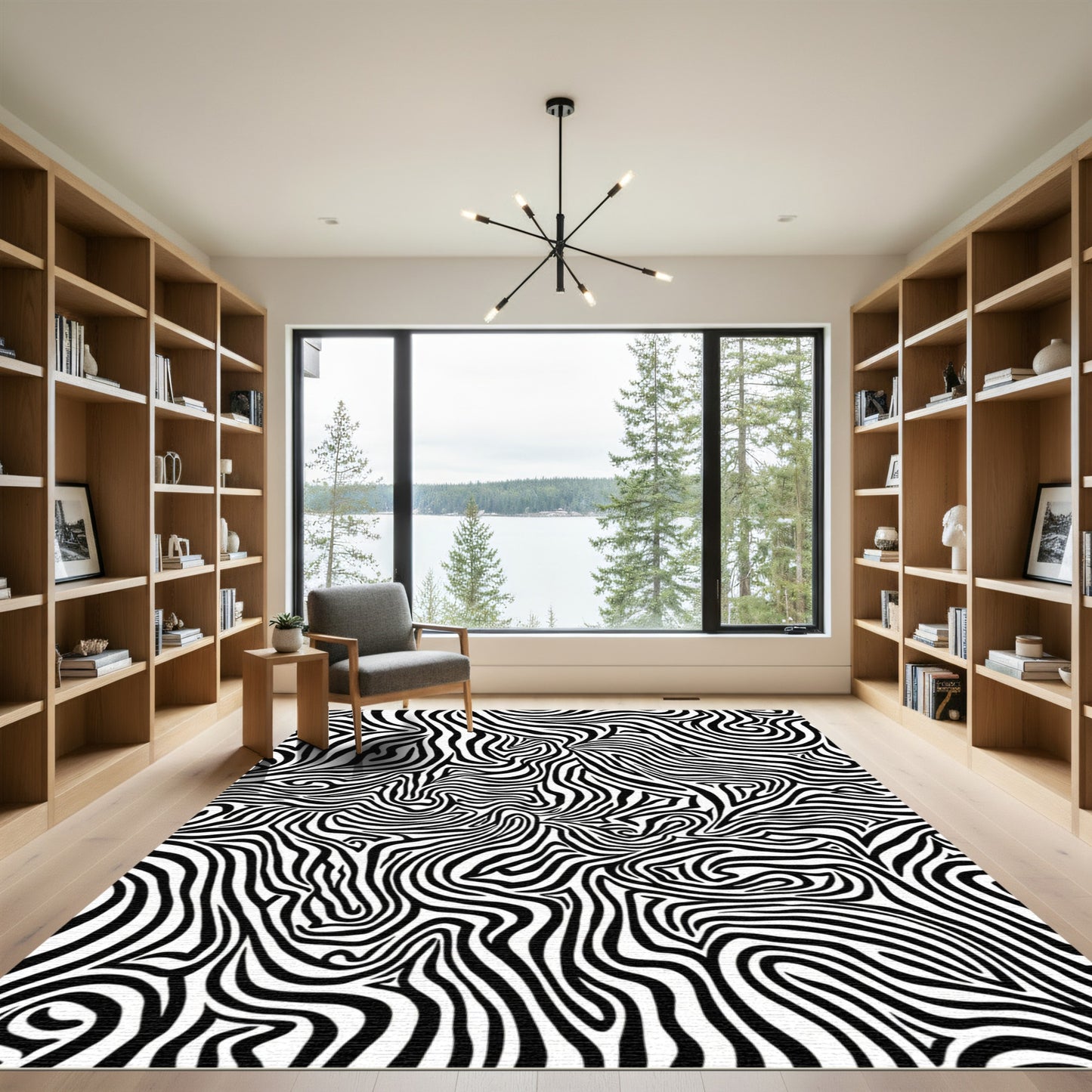 Monochromatic Black White Zebra Stripes Rug