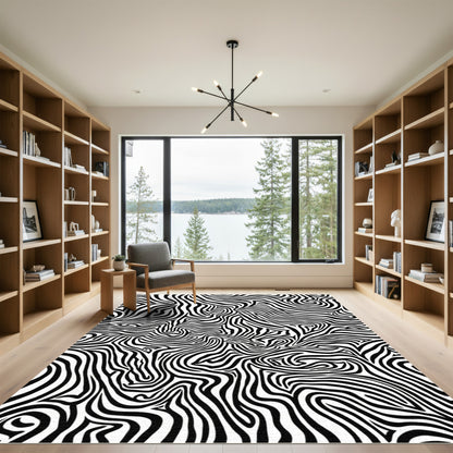 Monochromatic Black White Zebra Stripes Rug