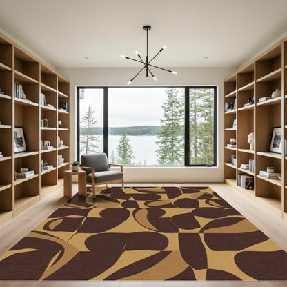 Earthy Abstract Organic Swirl Rug