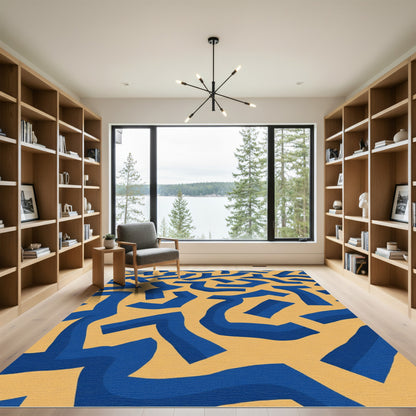 Bold Blue Abstract Land Rug