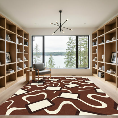 Chocolate Brown Rectangle Swirl Rug
