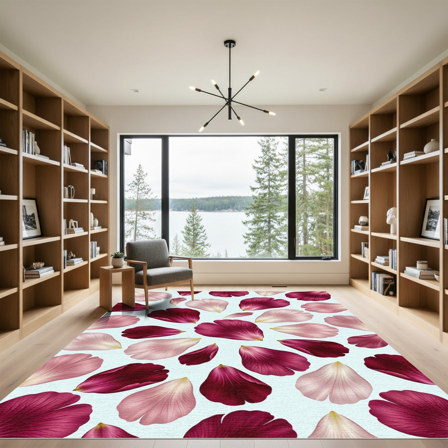 Radiant Rose Petals Scattering Rug