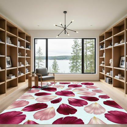 Radiant Rose Petals Scattering Rug