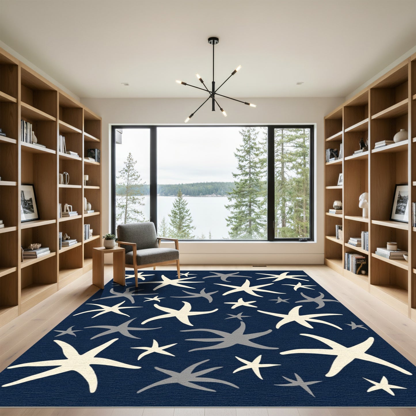 Navy Starfish Scatter Rug