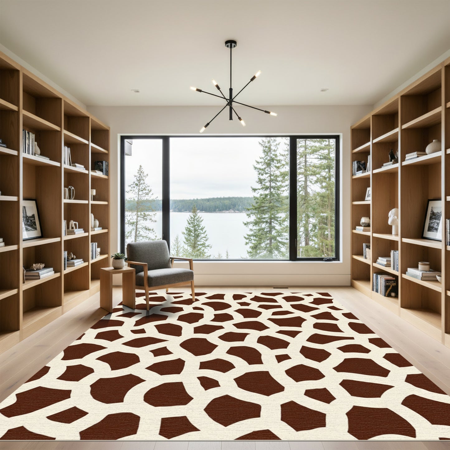 Brown Cream Irregular Spots Rug
