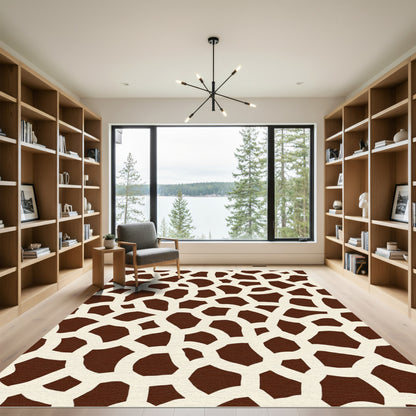 Brown Cream Irregular Spots Rug