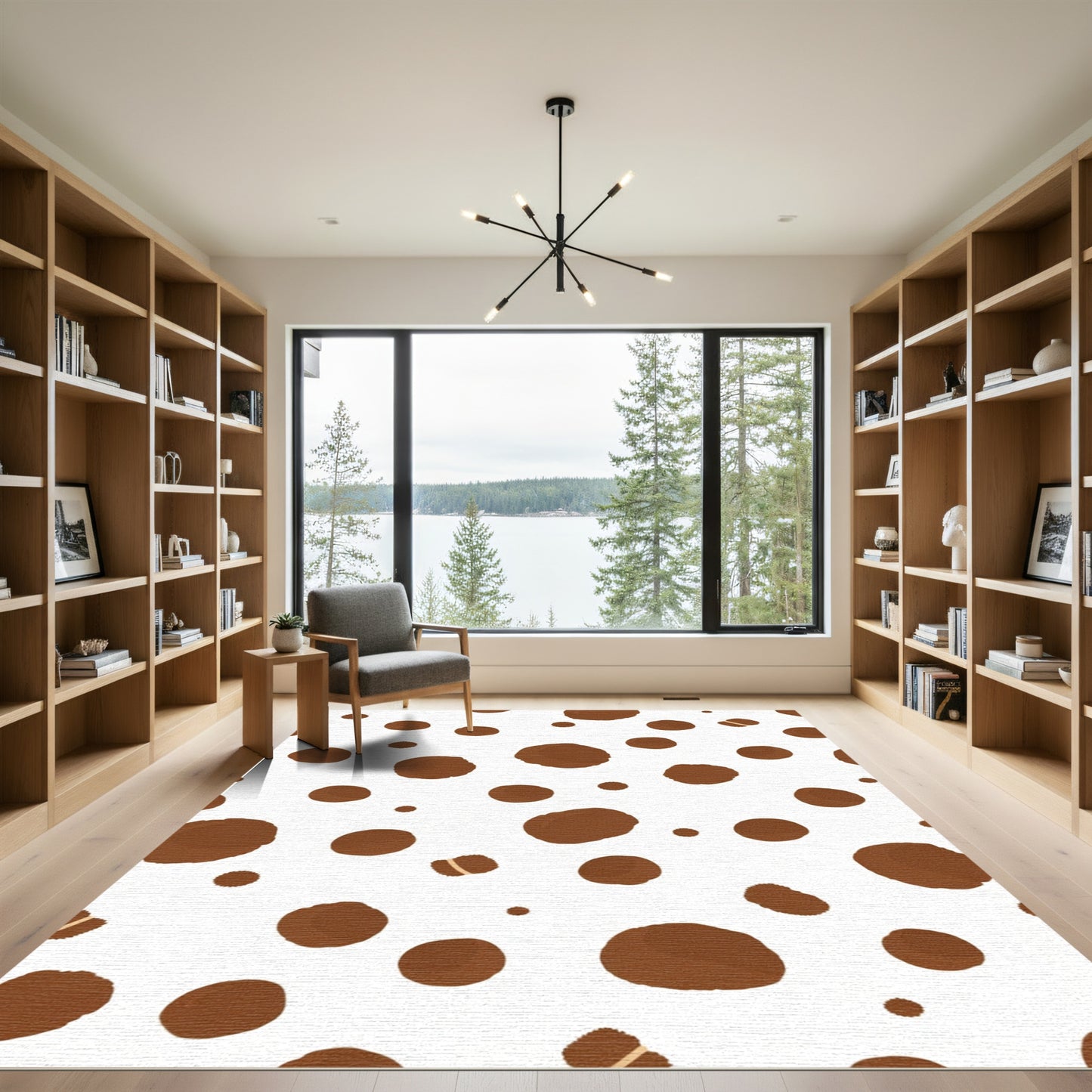Brown Spots Scattered Abstract Rug