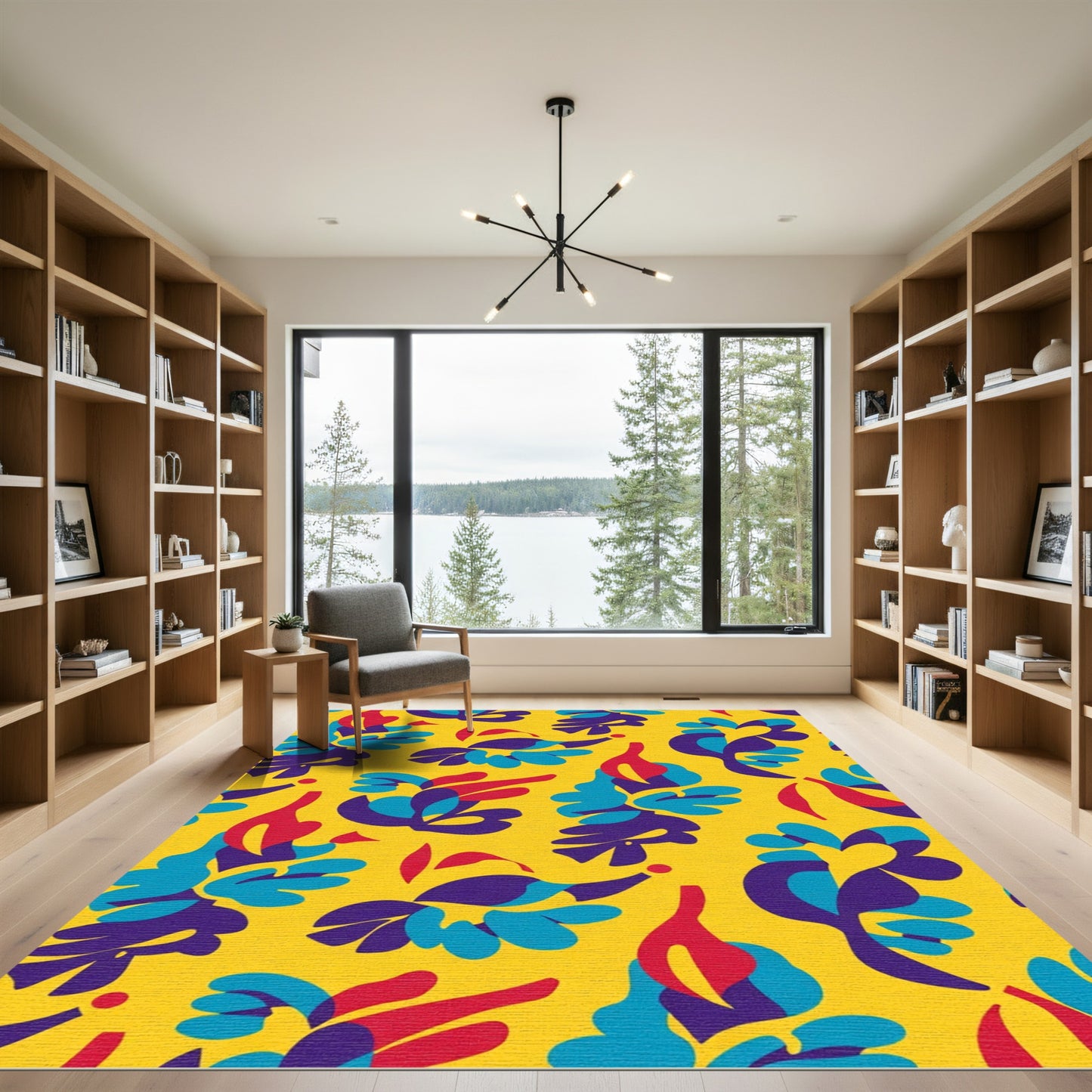 Retro Abstract Botanical Forms Rug