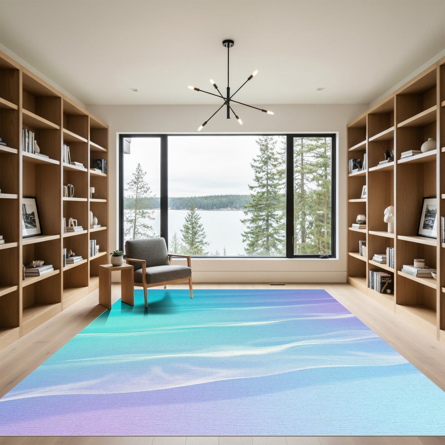 Aqua Purple Gradient Flow Rug