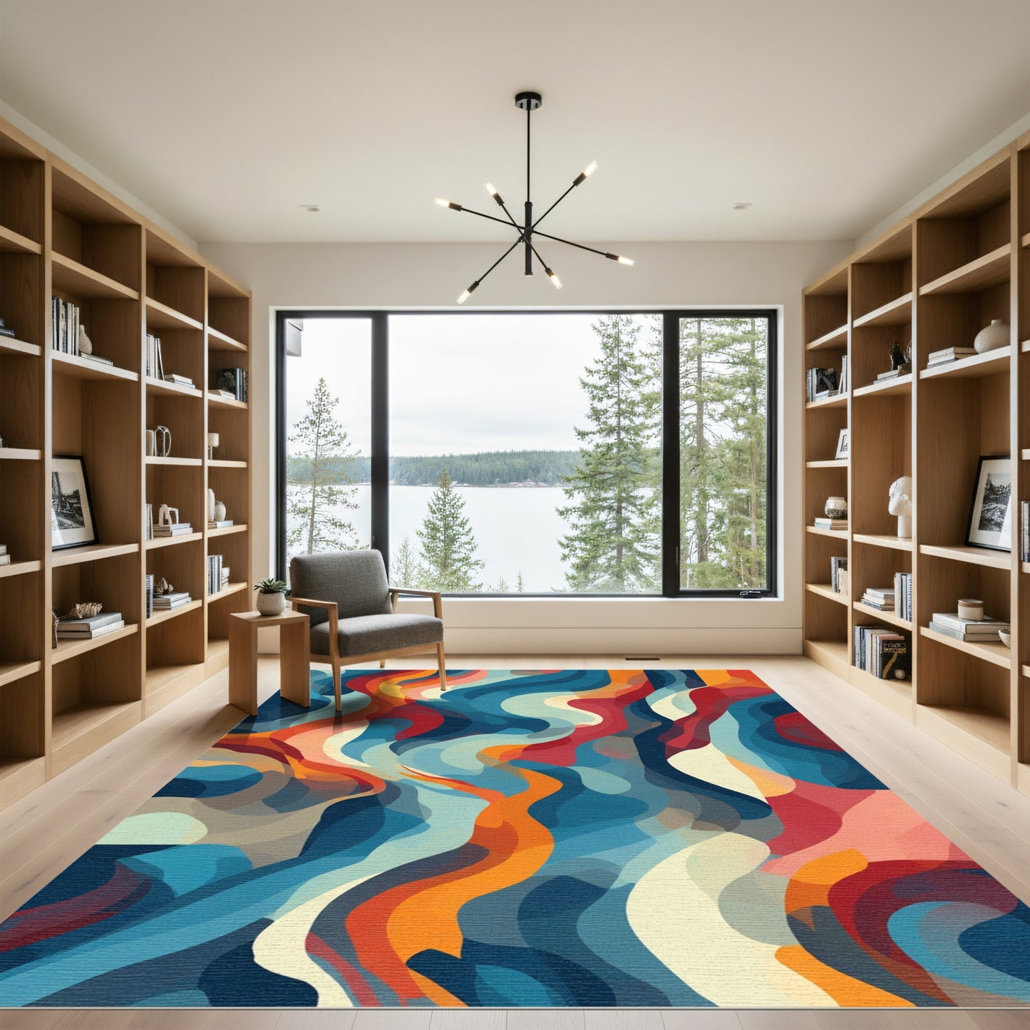 Vibrant Abstract Wavy Flow Rug