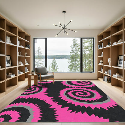 Hot Pink Jagged Spiral Rug