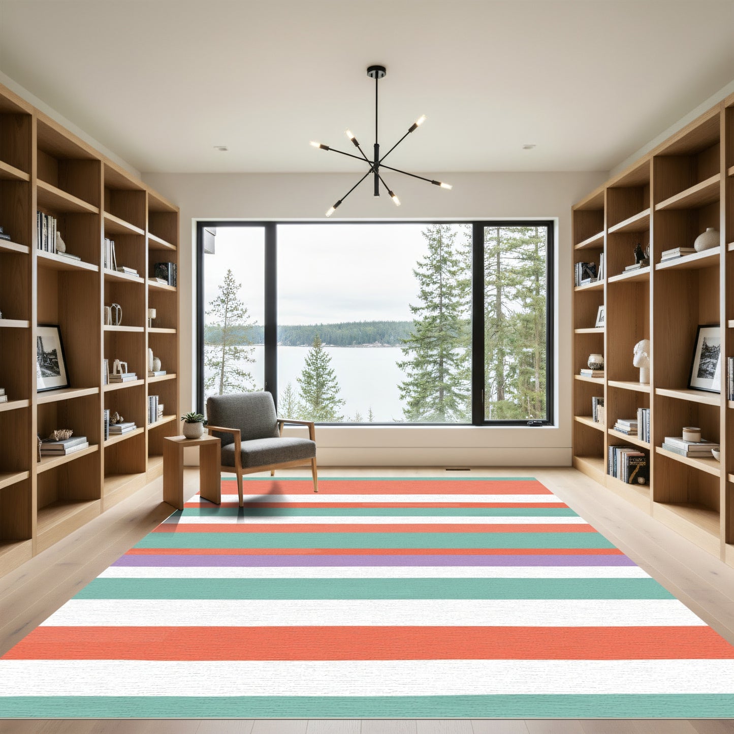 Coral Mint Lavender Striped Harmony Rug