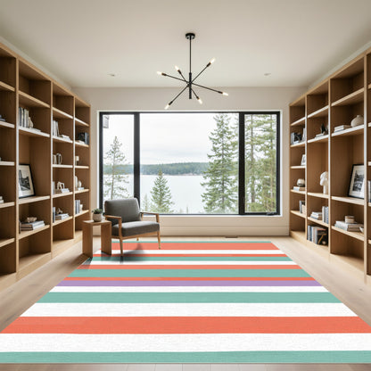 Coral Mint Lavender Striped Harmony Rug