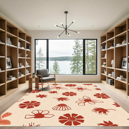 Terracotta Floral Medley Seamless Arrangement Rug