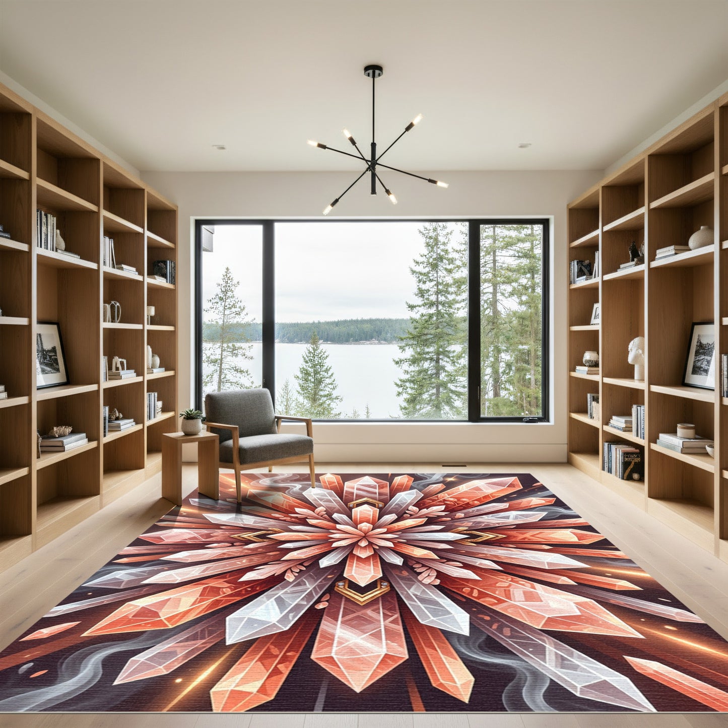 Radiant Crystal Burst Geometric Rug