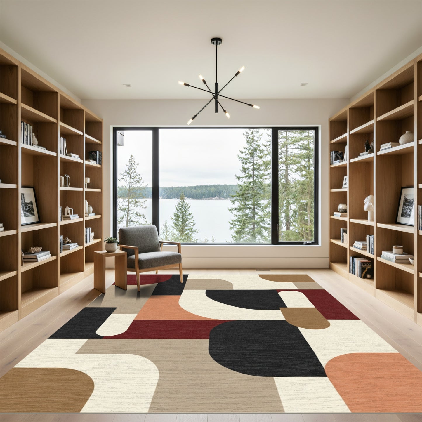 Geometric Abstract Earth Tone Shapes Blend Rug