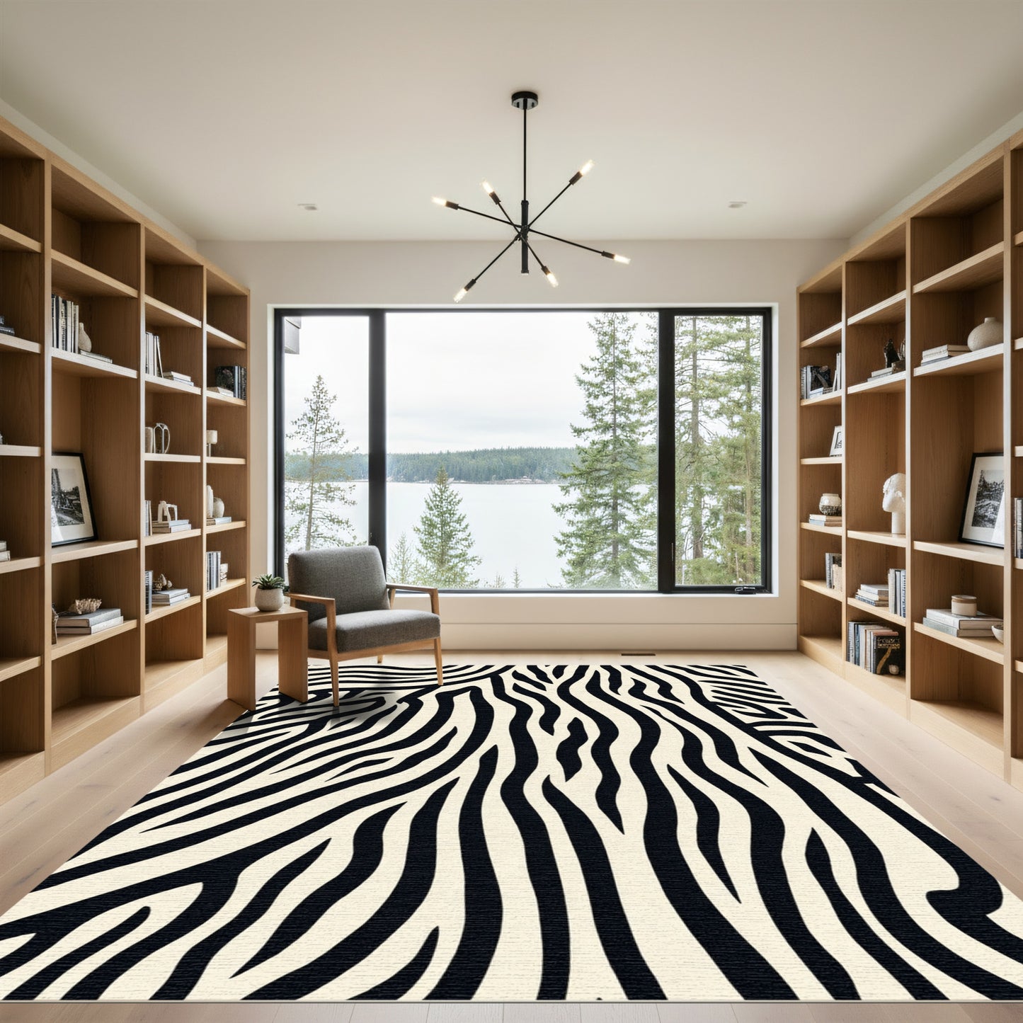 Black Cream Abstract Animal Stripe Rug