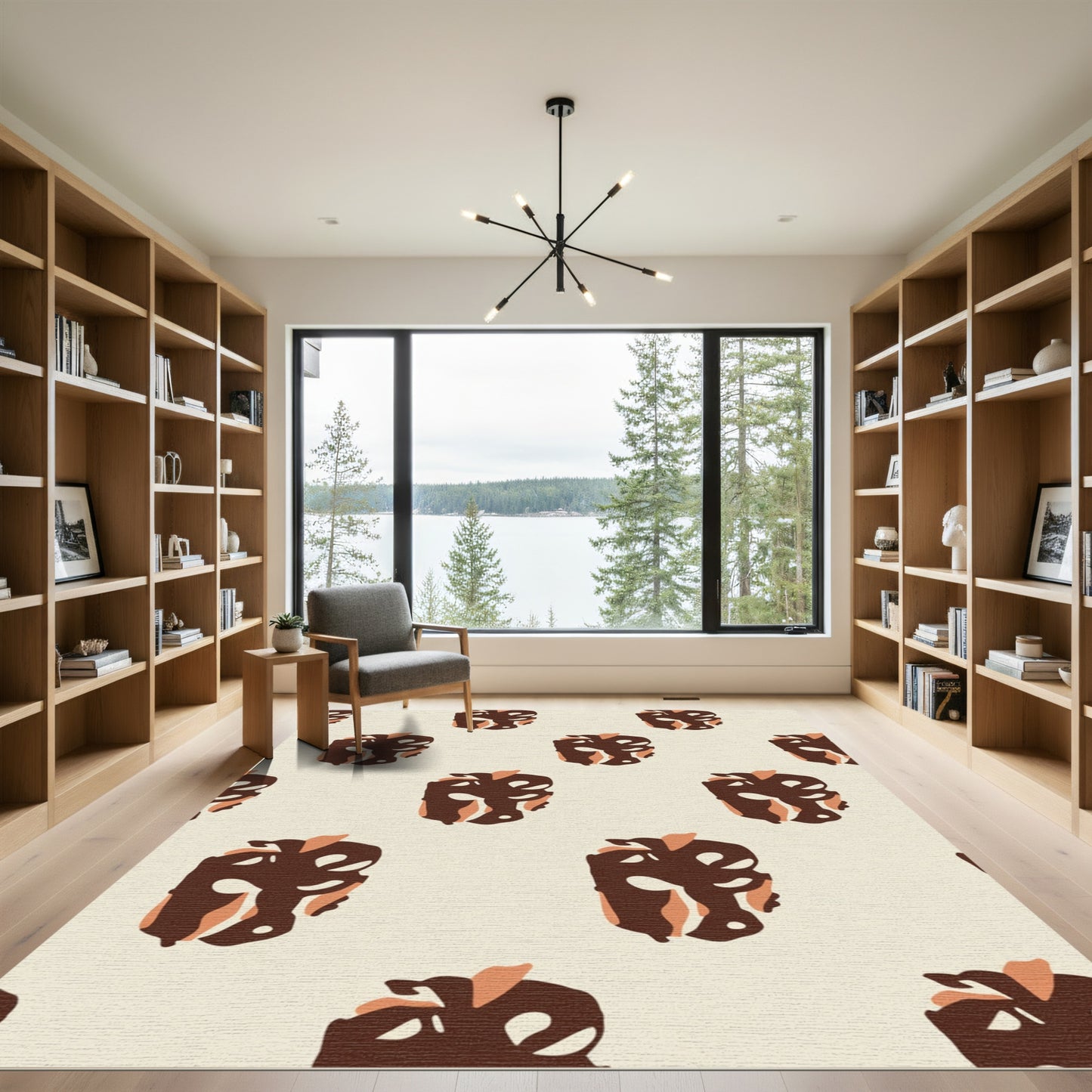 Brown Organic Abstract Repeating Shape Rug