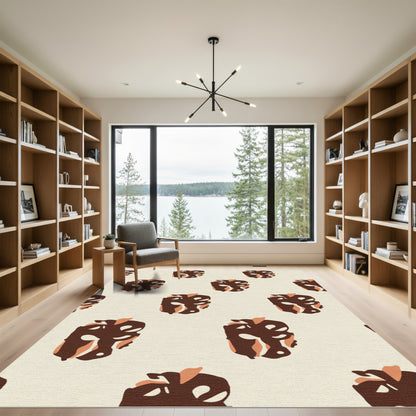 Brown Organic Abstract Repeating Shape Rug