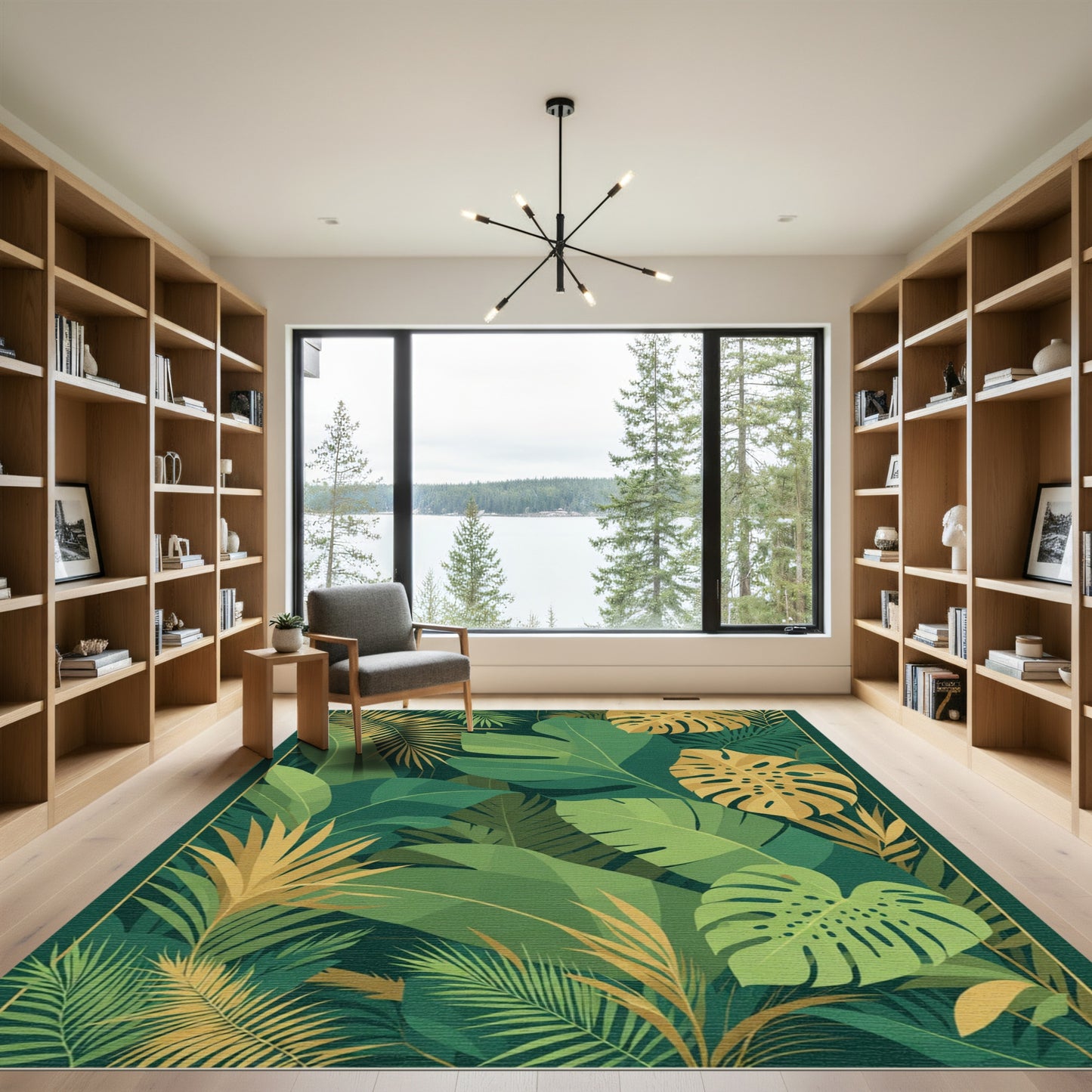 Lush Green Tropical Leafy Jungle Rug