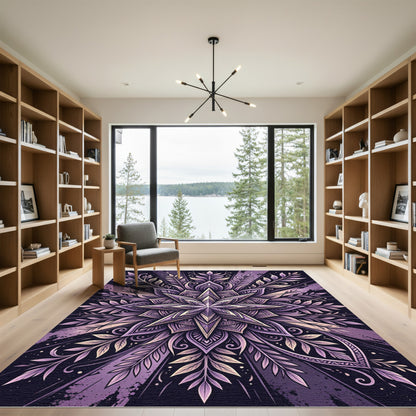 Amethyst Starburst Celestial Floral Medallion Rug