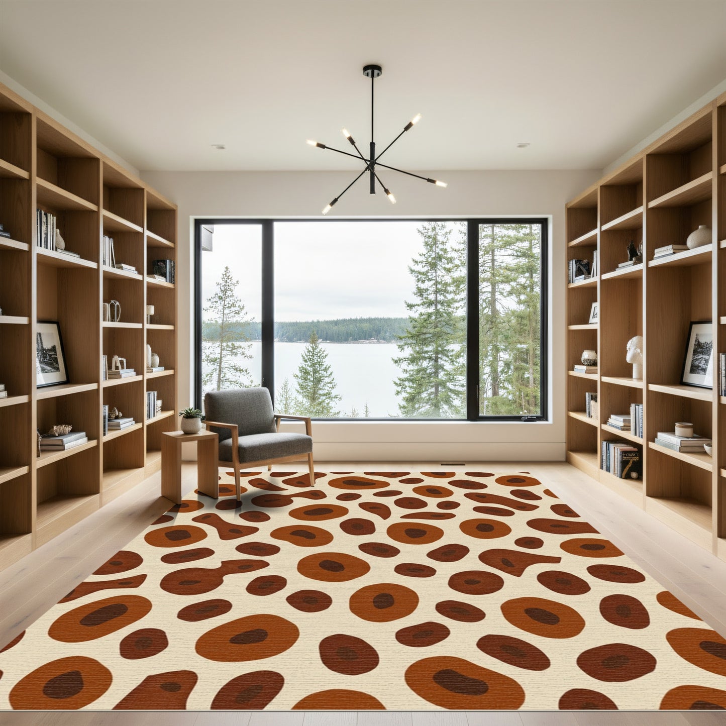Brown Organic Abstract Circles Rug