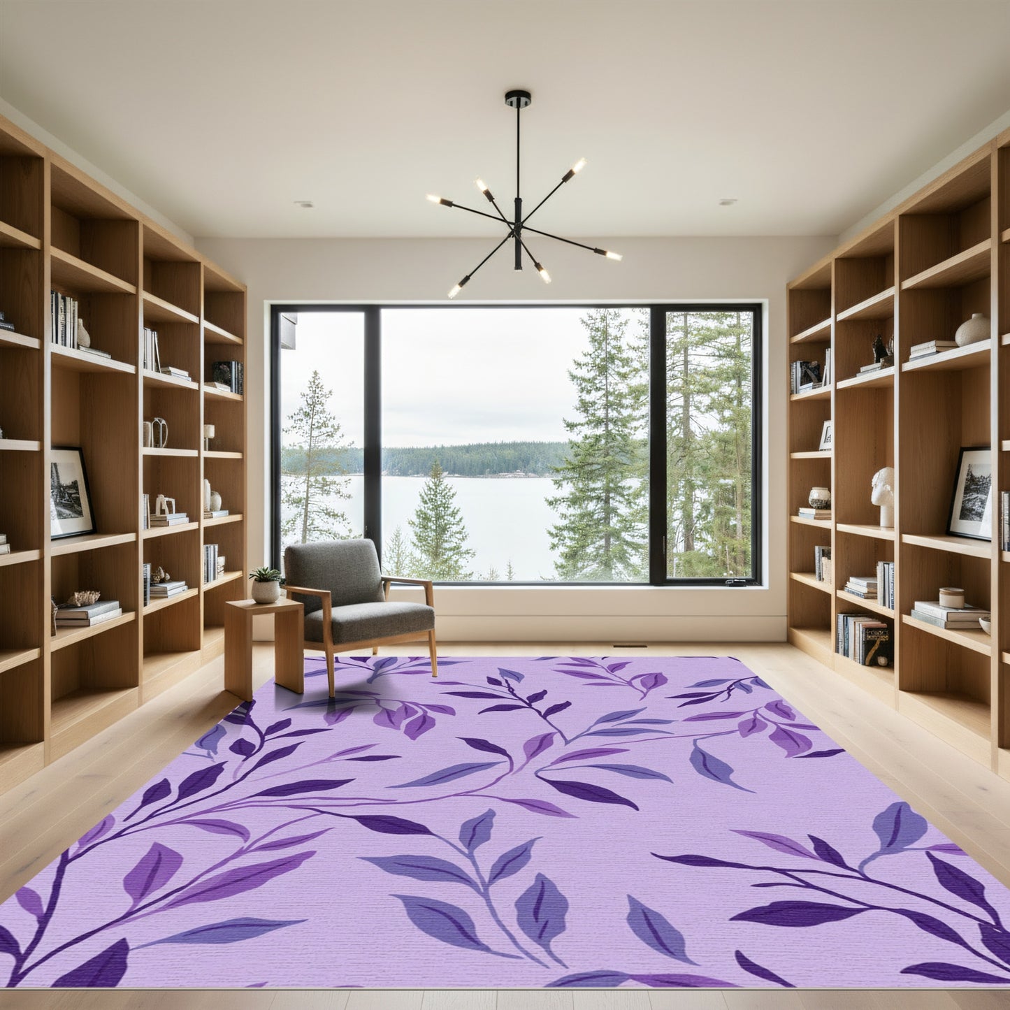Lavender Purple Branch Foliage Rug