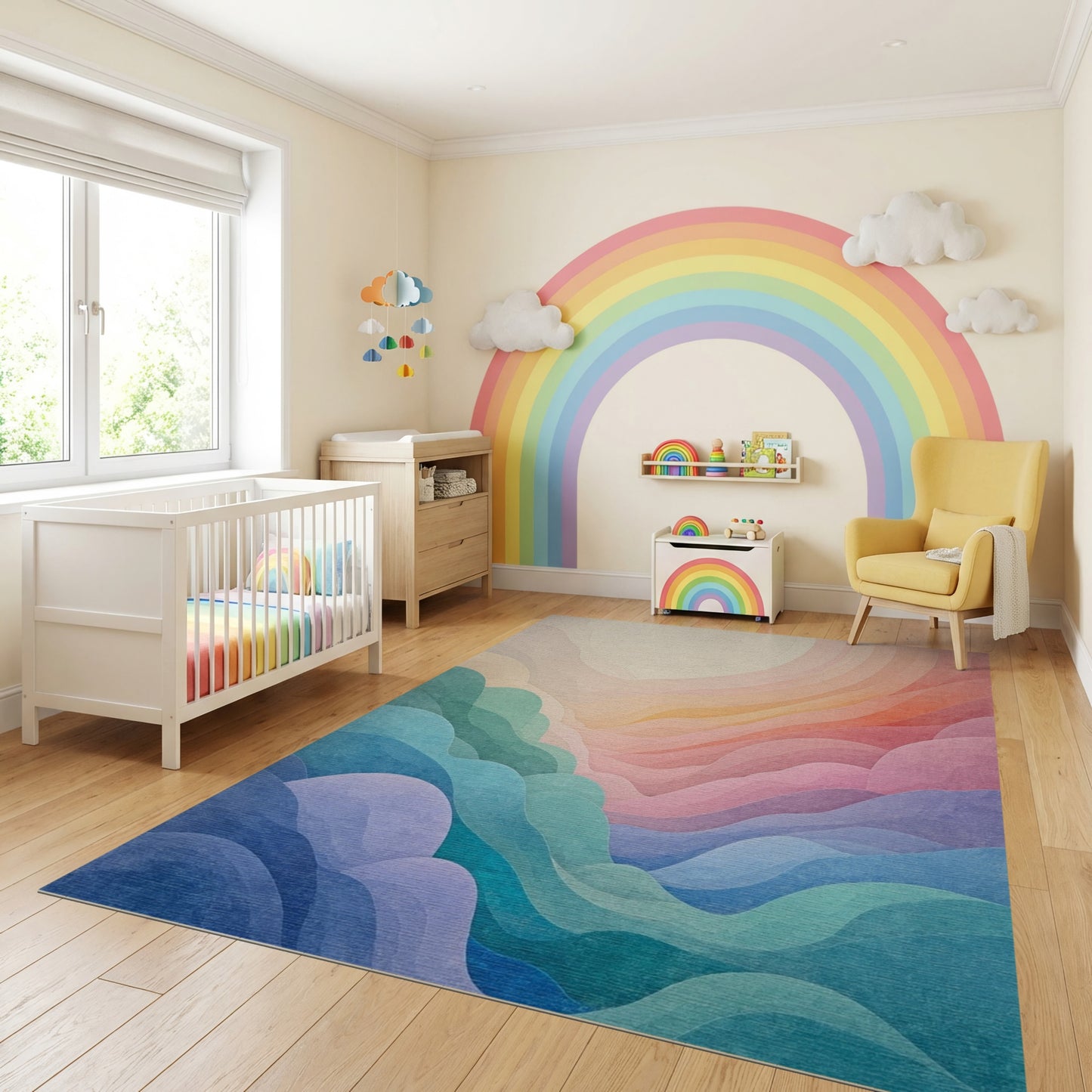 Radiant Gradient Wavy Clouds Rug