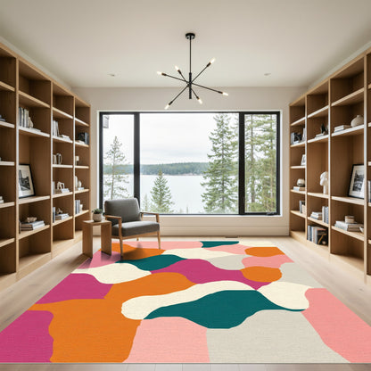 Melding Colorful Abstract Organic Shapes Rug