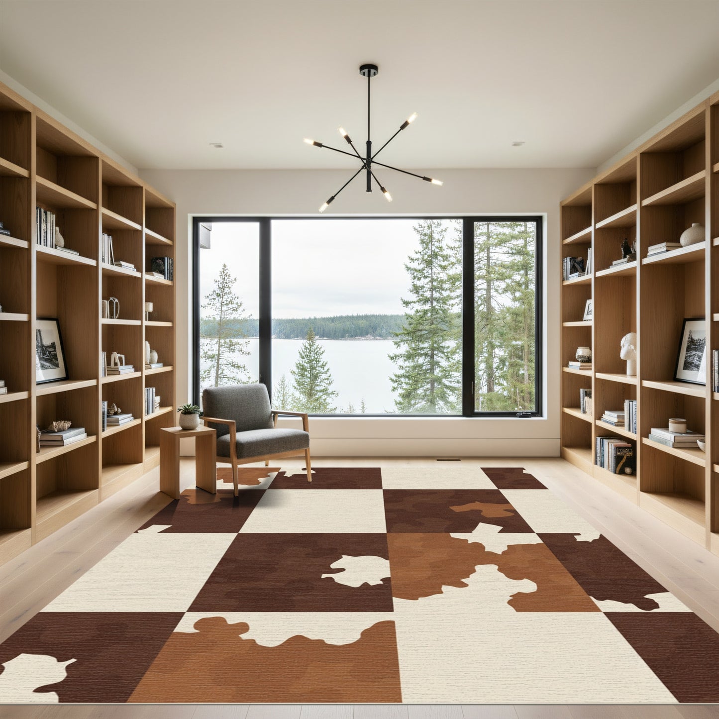 Brown Cream Organic Checkerboard Rug