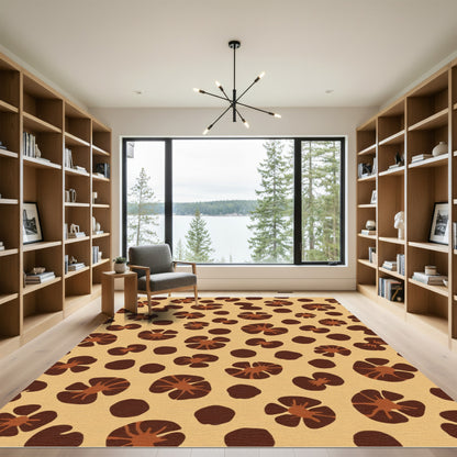 Caramel Brown Floral Abstract Rug