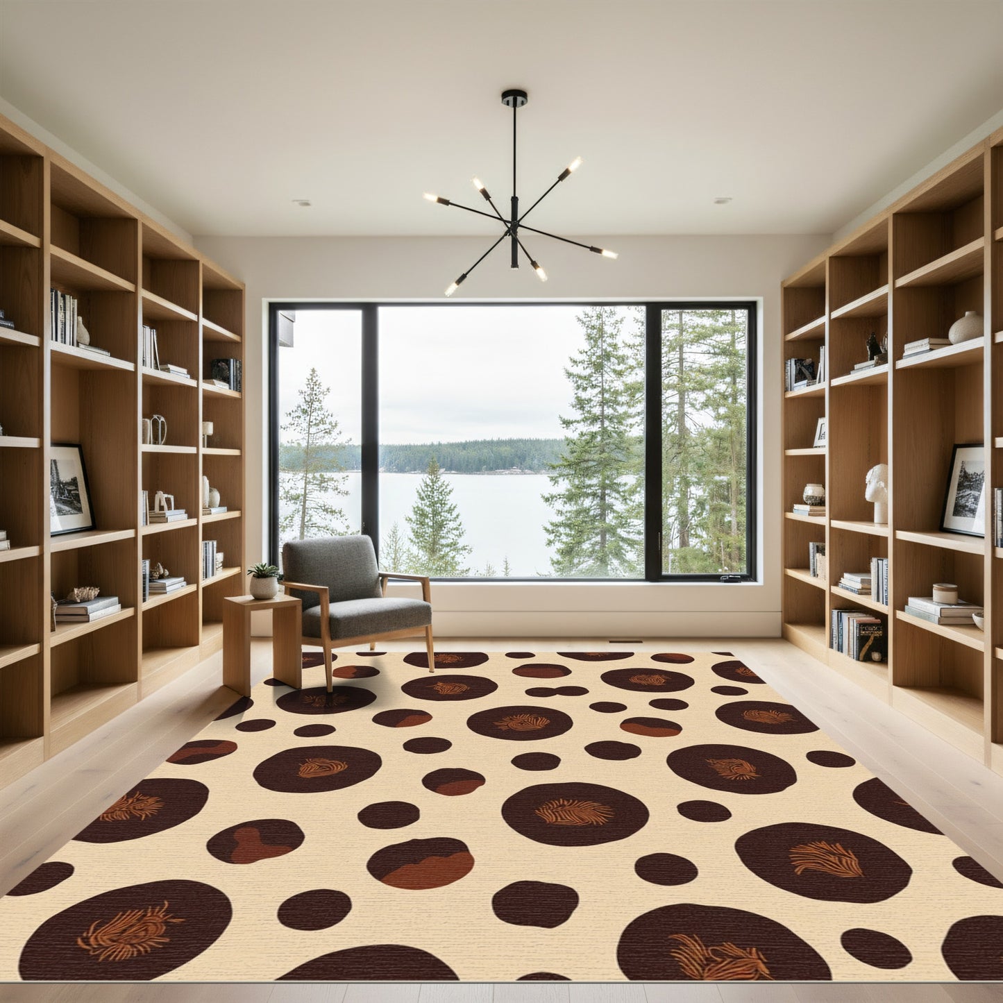 Brown Speckled Round Pebble Rug