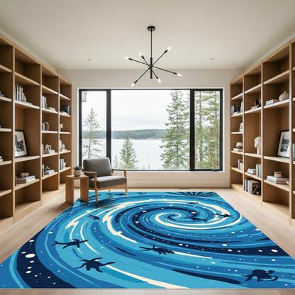 Blue Swirl Marine Life Rug
