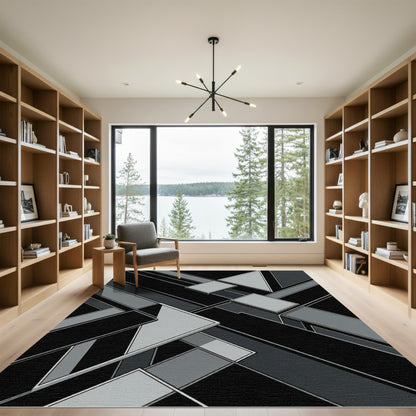 Monochromatic Geometric Abstract Composition Rug