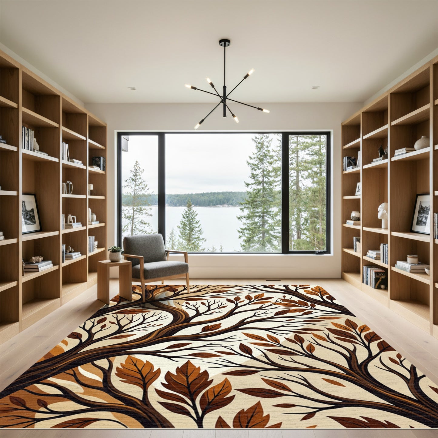 Earthy Brown Autumn Tree Branches Rug