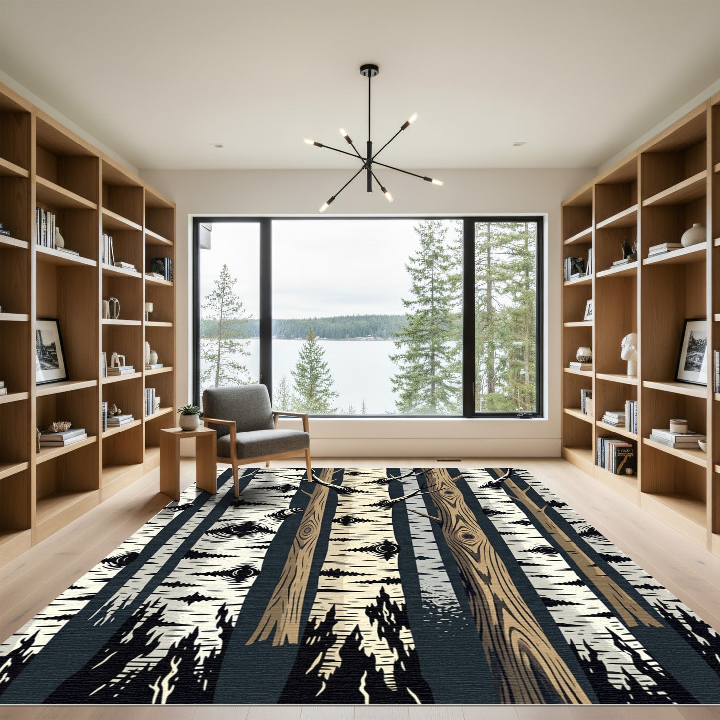 Black and White Forest Birch Rug