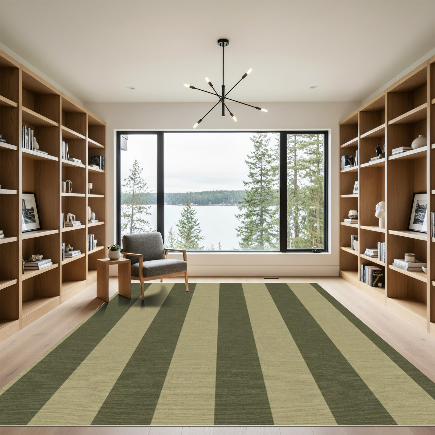 Classic Khaki Olive Stripe Rug