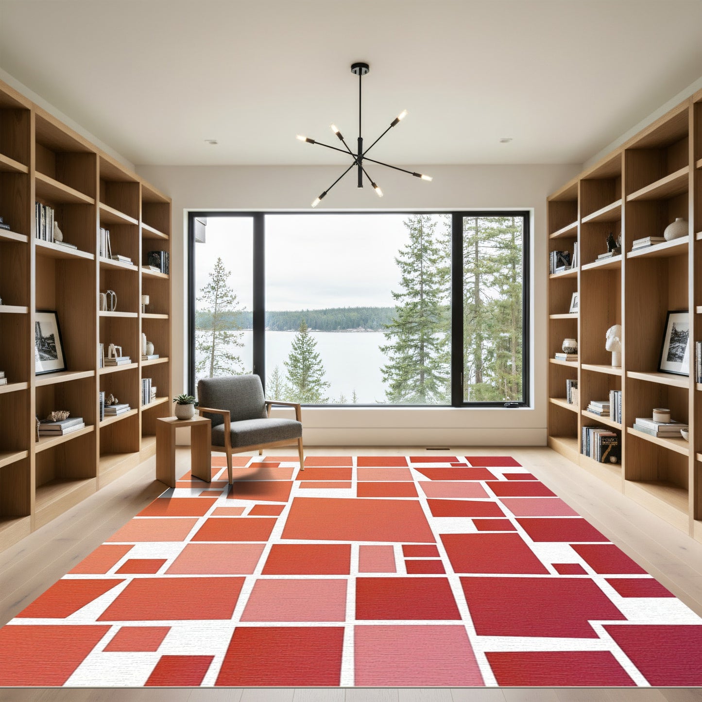 Gradient Red Geometric Blocks Rug