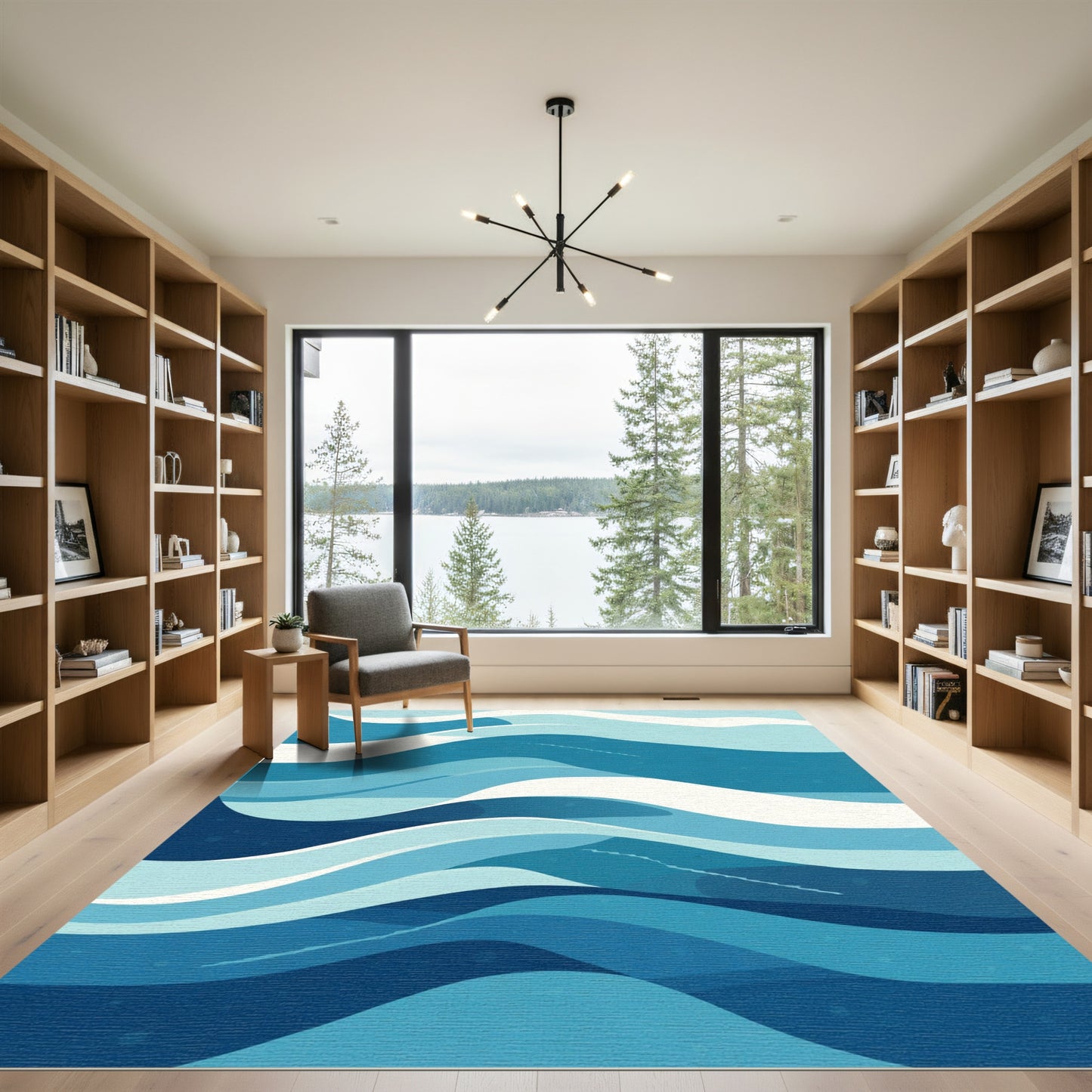 Deep Blue Ocean Wave Landscape Rug