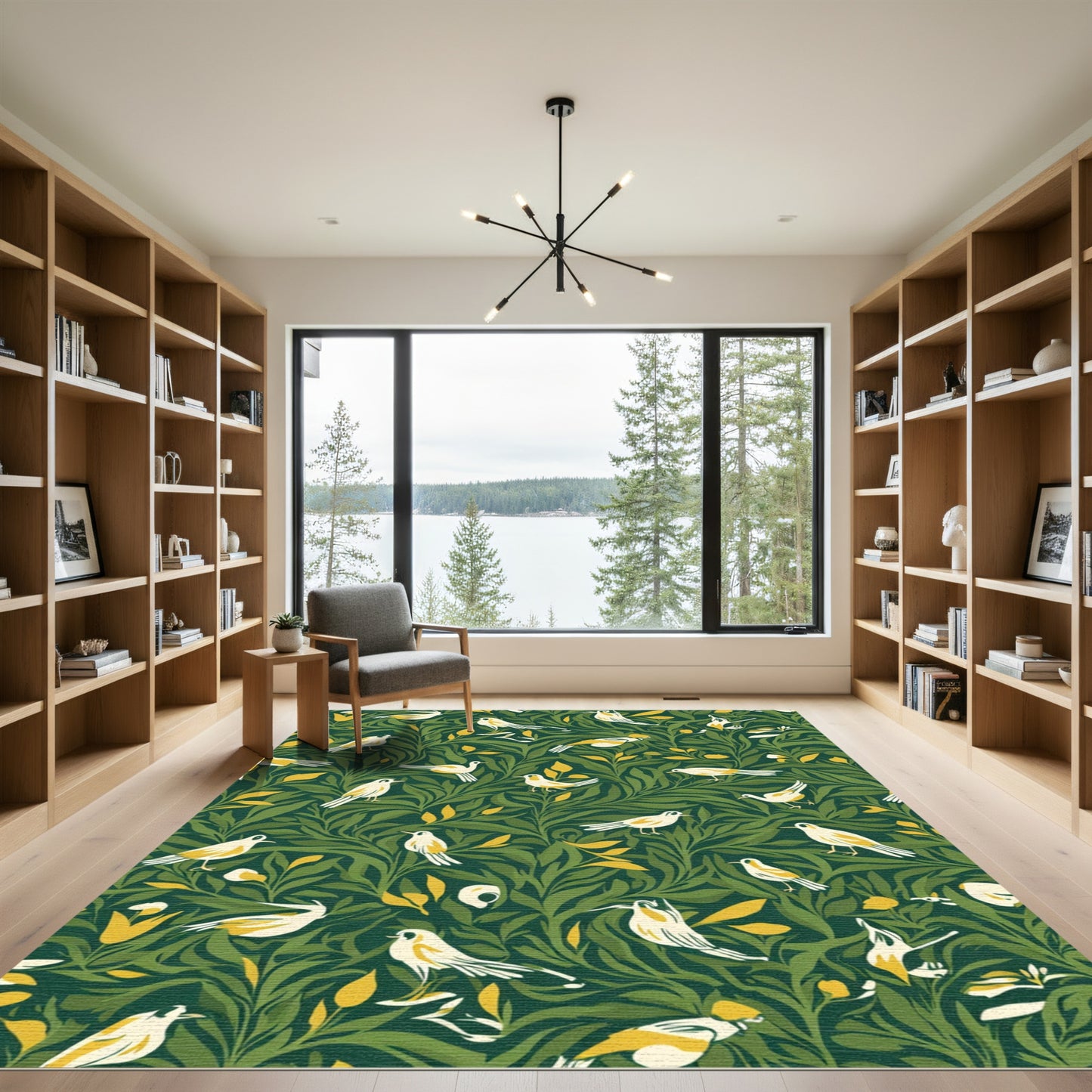 Vintage Bird And Leaf Medallion Rug