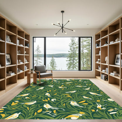 Vintage Bird And Leaf Medallion Rug