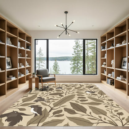 Earthy Birds and Foliage Medley Rug