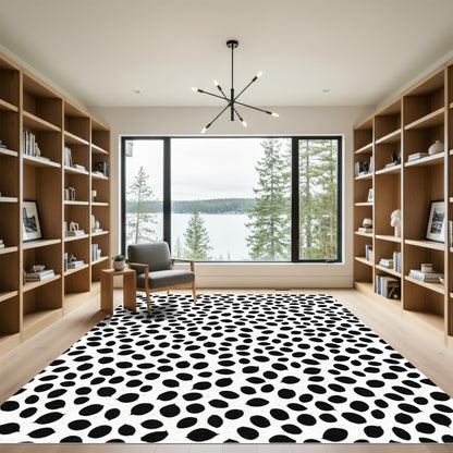 Scattered Black Oval Modern Rug