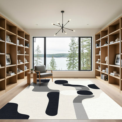 Monochromatic Abstract Organic Forms Rug