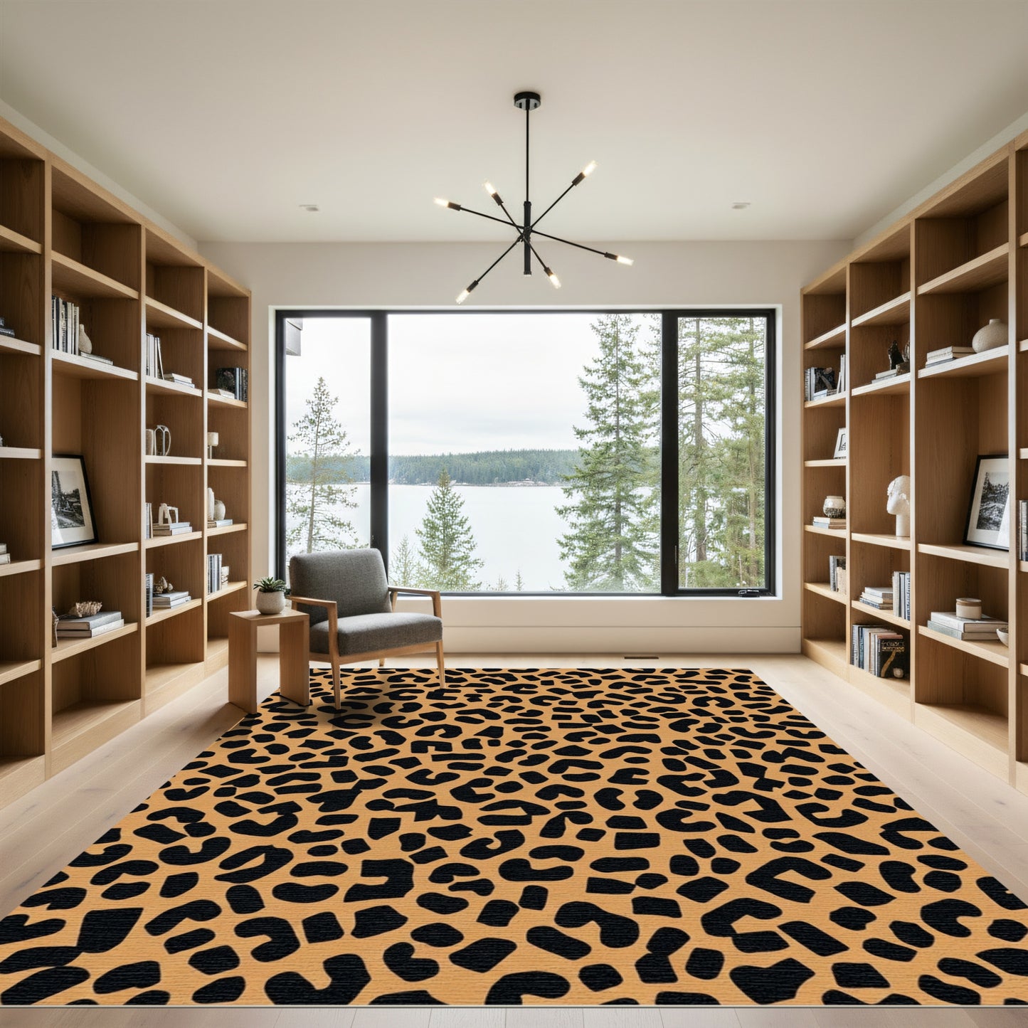Golden Brown Leopard Spots Rug